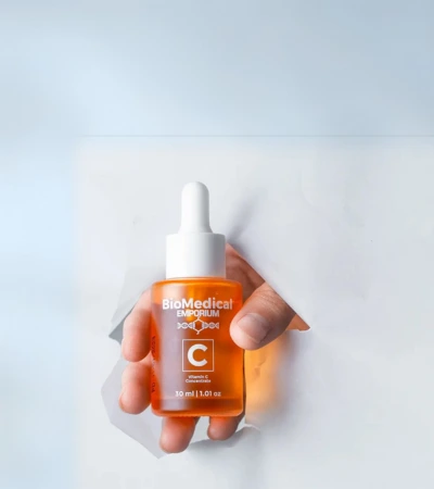 Biomedical Emporium VITAMIN C products brighten skin, reduce spots, boost collagen, and protect for a radiant glow.