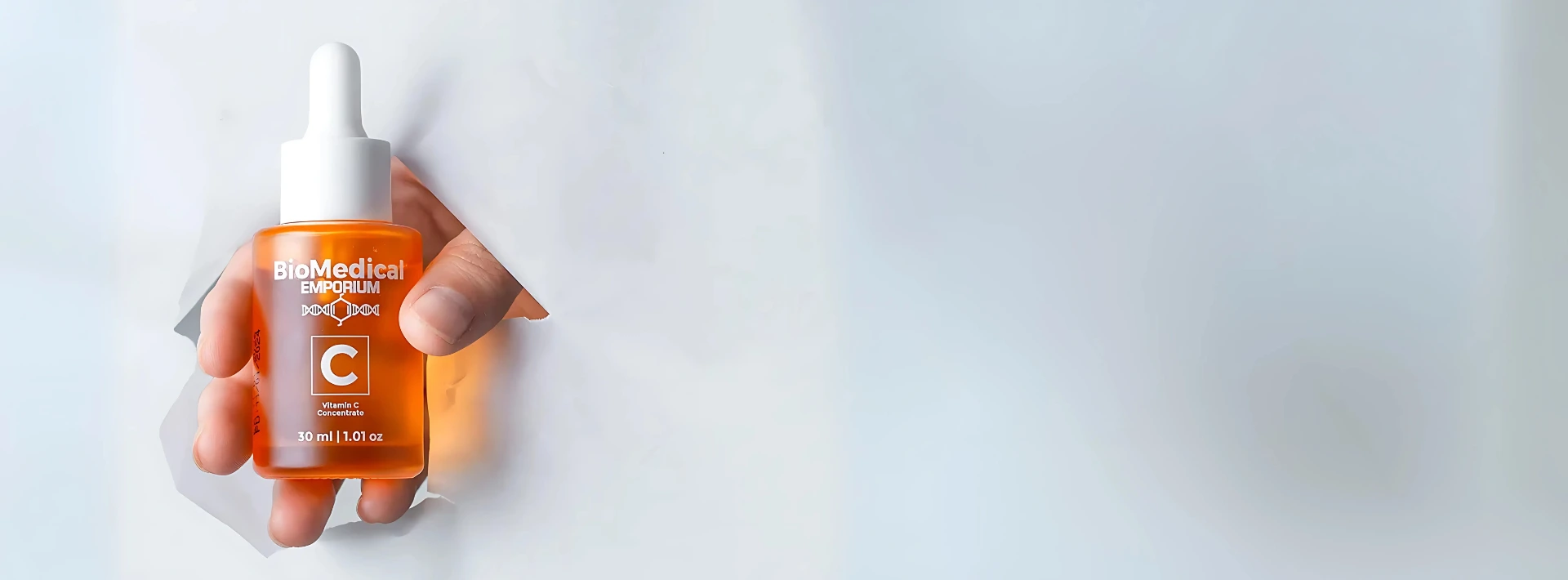 Biomedical Emporium VITAMIN C products brighten skin, reduce spots, boost collagen, and protect for a radiant glow.