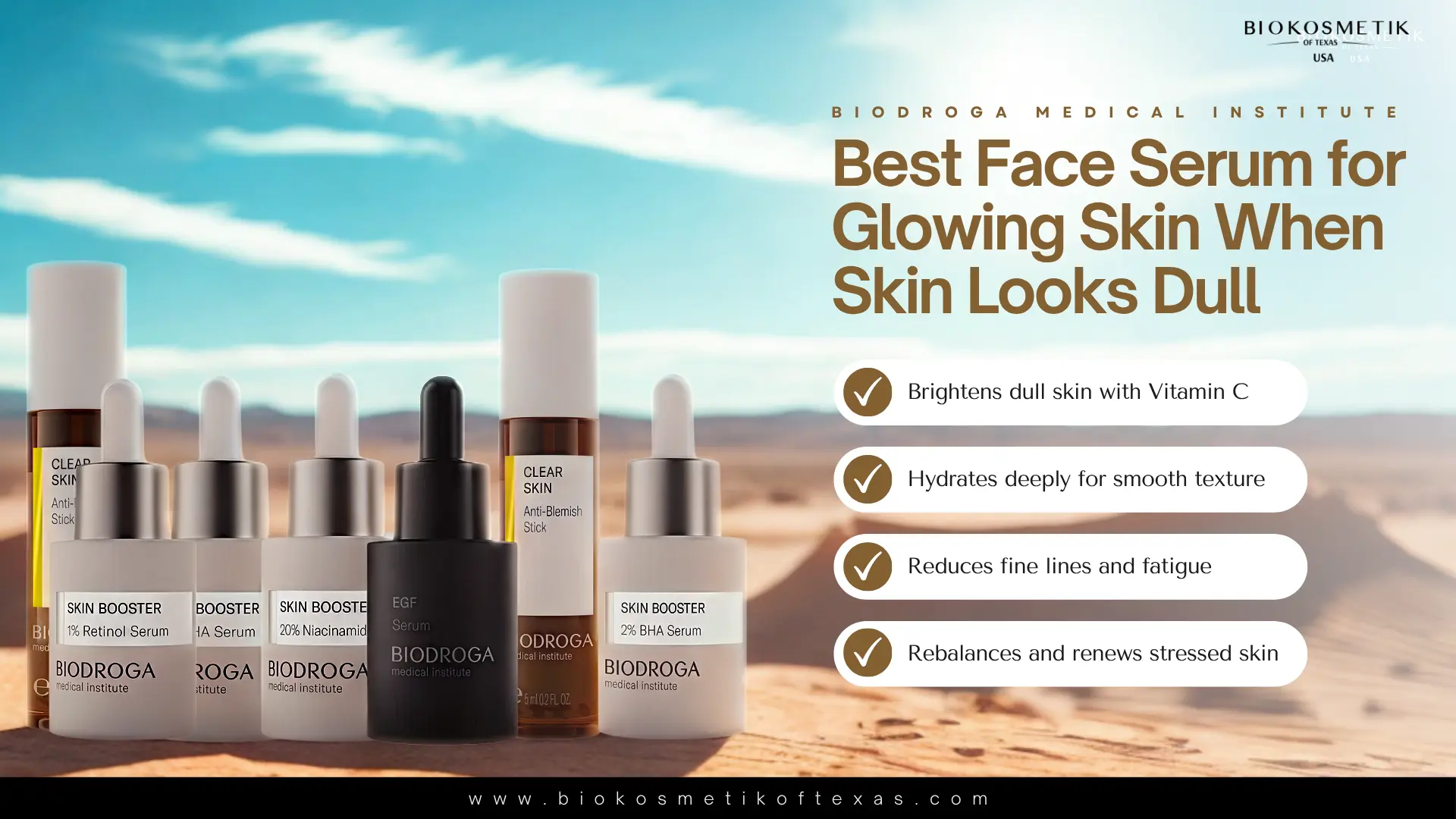 Best Face Serum for Glowing Skin by Biodroga Medical to hydrate, brighten, and smooth dull, tired-looking skin.