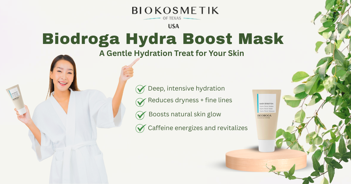 Biodroga Hydra Boost Mask skincare product for moisturized, glowing skin