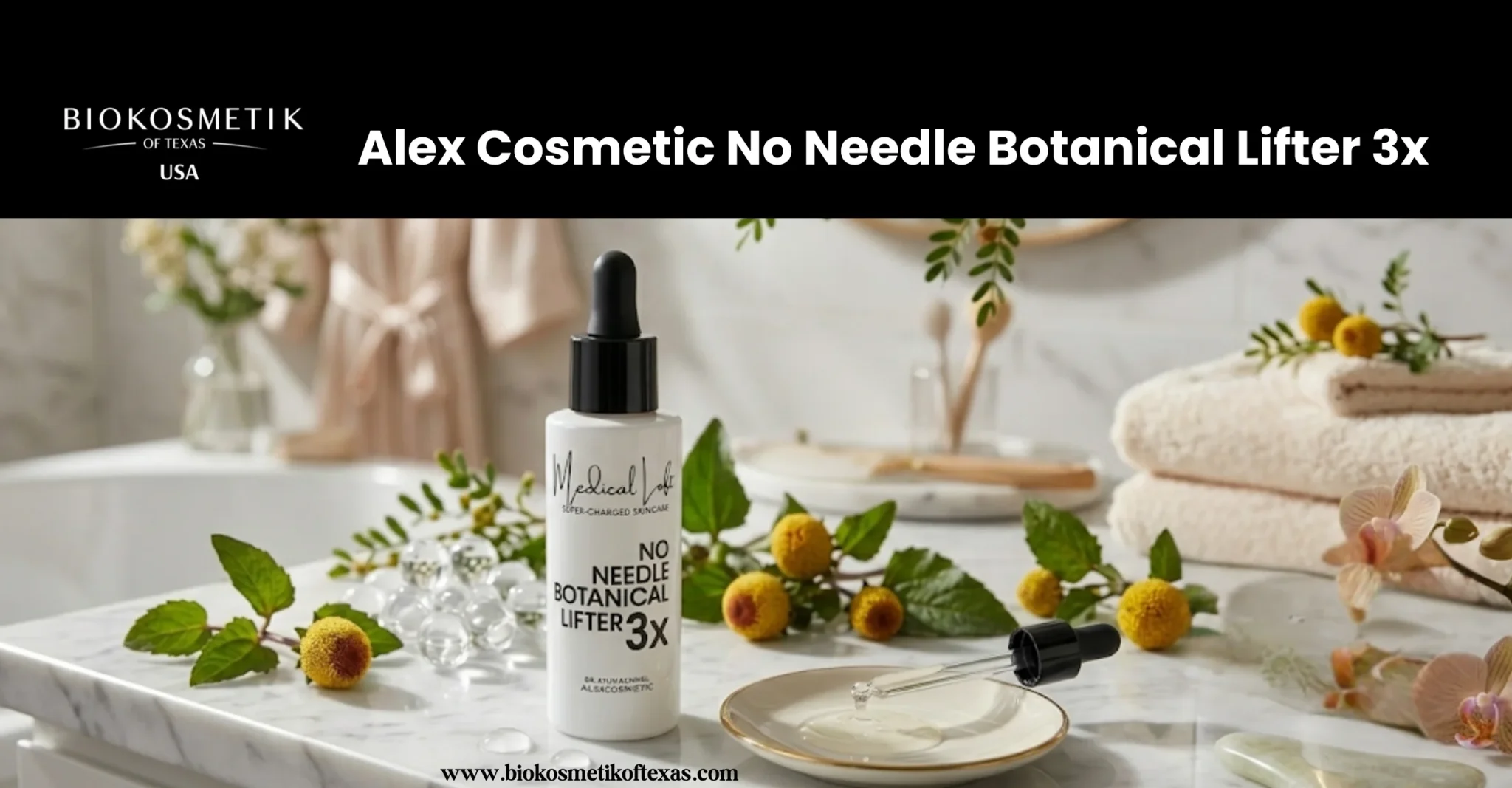 No Needle Botanical Lifter 3X serum bottle for skin lifting, Botanical lifting serum with hyaluronic acid and spilanthol, Anti-aging skincare product for firm and smooth skin, Natural Botox alternative serum for wrinkle reduction, Hydrating lifting serum for youthful glowing skin