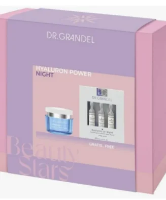 Dr. Grandel Hyaluron Power Night Gift Set skincare box with hydrating night cream and ampoules