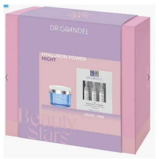 Dr. Grandel Hyaluron Power Night Gift Set skincare box with hydrating night cream and ampoules