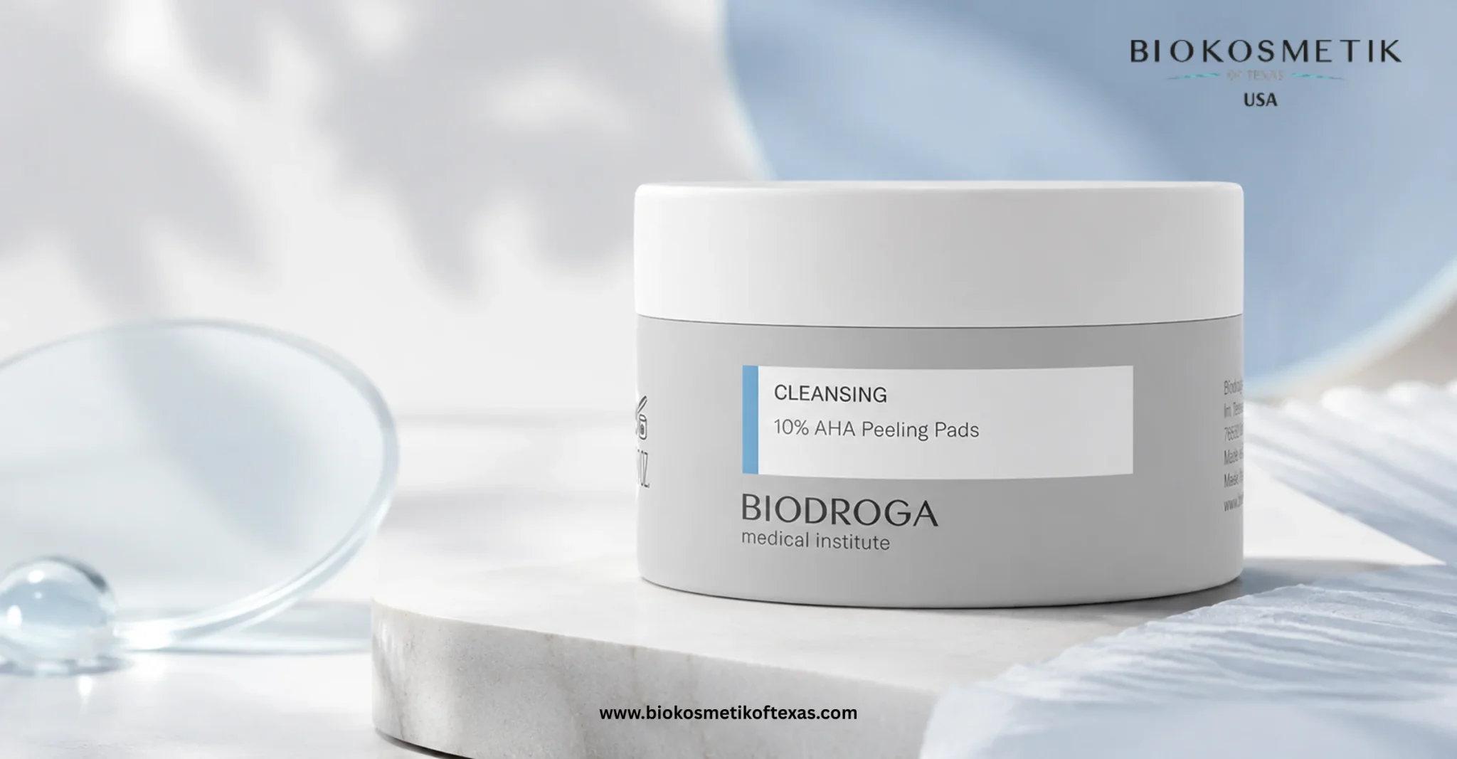 Biodroga Medical Institute 10% AHA Peeling Pads with glycolic acid for smoother, brighter, and more even-looking skin